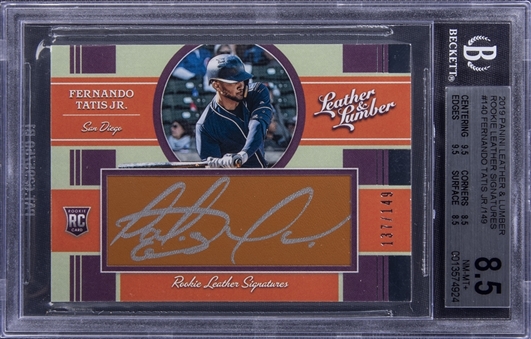 2019 Panini Leather & Lumber "Rookie Leather Signatures" #140 Fernando Tatis Jr. Signed Relic Rookie Card (#137/149) - BGS NM-MT+ 8.5/BGS 9 